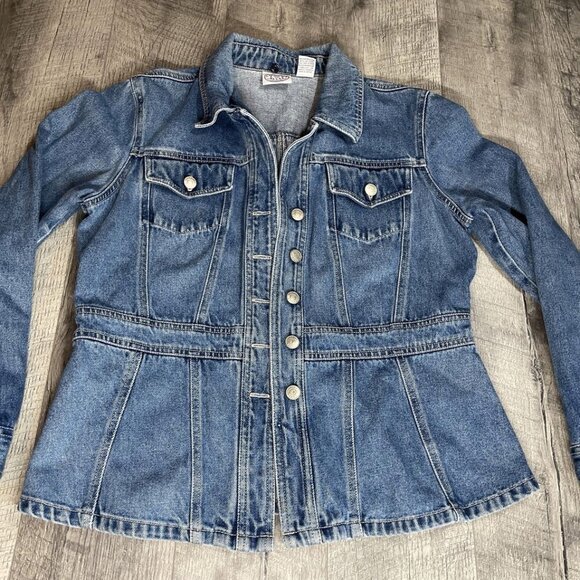 Vintage 80s Carolina Blues Denim Jean Jacket Womens Medium Distressed Button - Picture 1 of 10